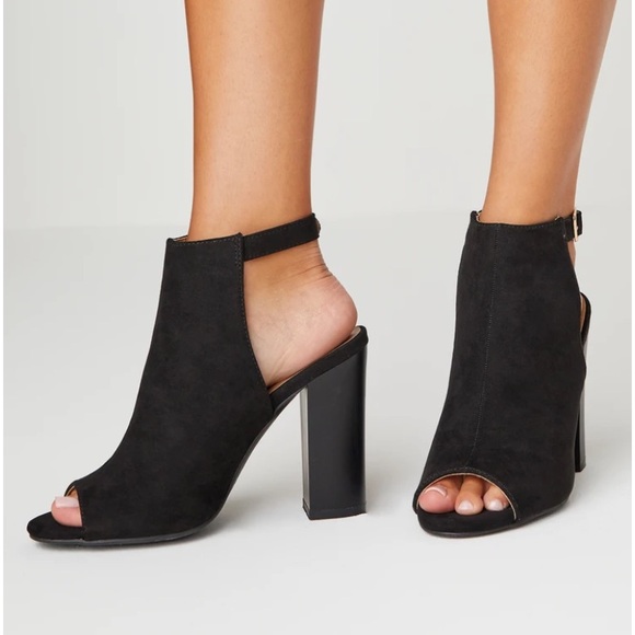Lulus Shoes - Lulus Budding Romance Black Suede Peep-Toe Booties size 7.5